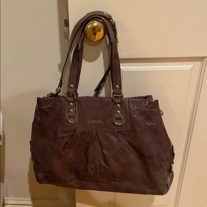 Brown shiny Coach purse